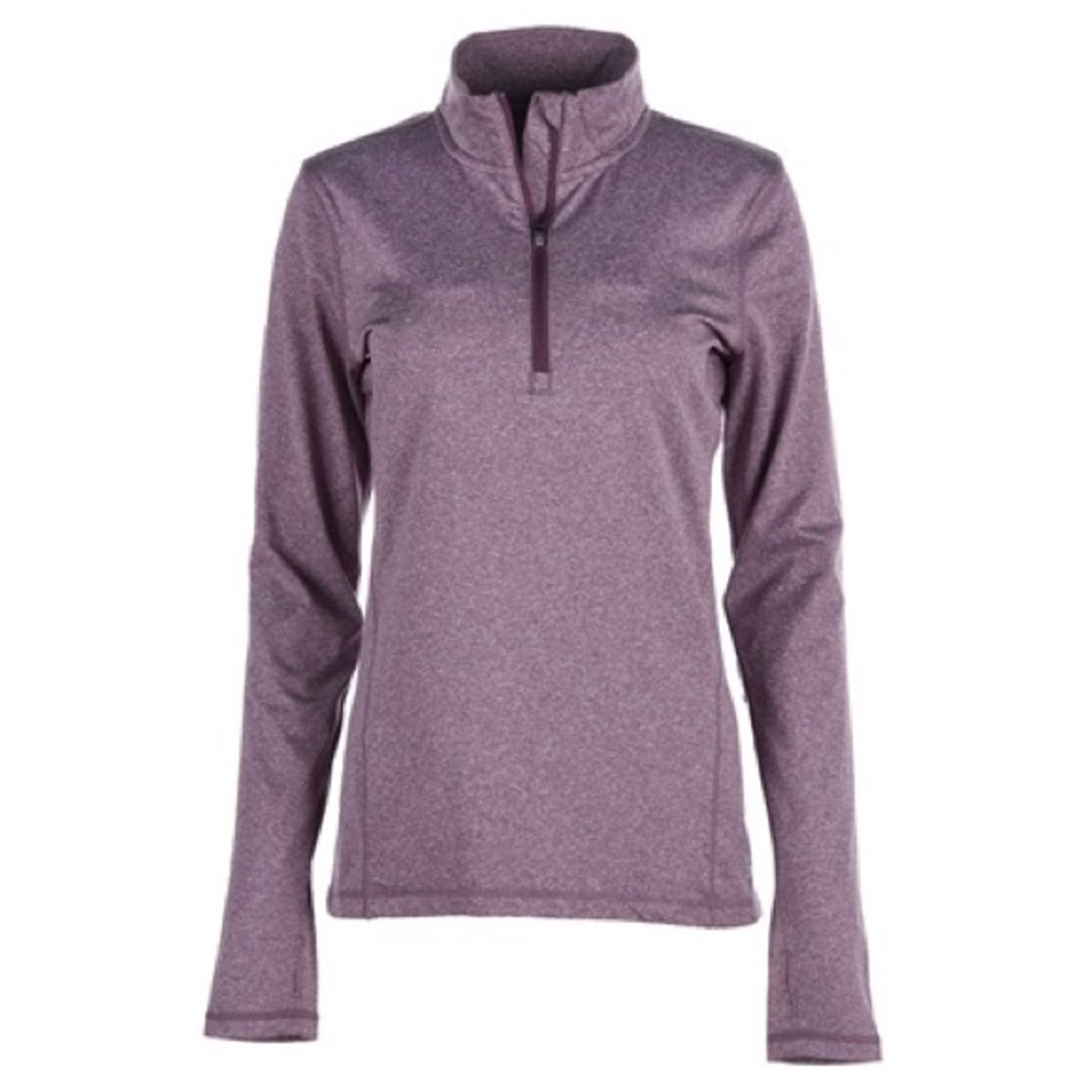 Reebok Ladies Purple Heather Half Zip Long Sleeve Pullover - XS